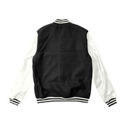 Black Wool /White Leather Varsity Jacket – College Style Outerwear
