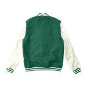 Green Wool/Off White Leather Varsity Jacket – College Style Outerwear
