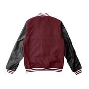 Maroon Wool/Black Leather Varsity Jacket – College Style Outerwear