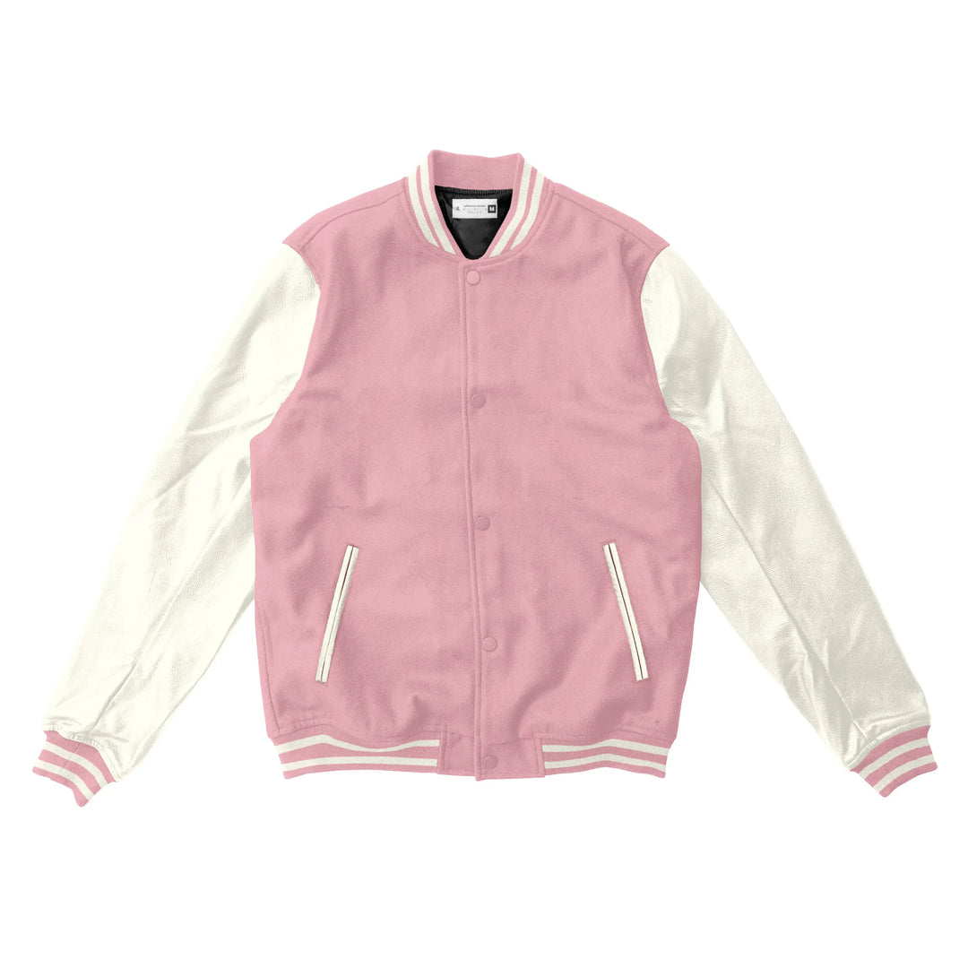 Pink Wool/Off White Leather Varsity Jacket – College Style Outerwear