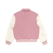 Pink Wool/White Leather Collared Varsity Jacket – College Style Outerwear