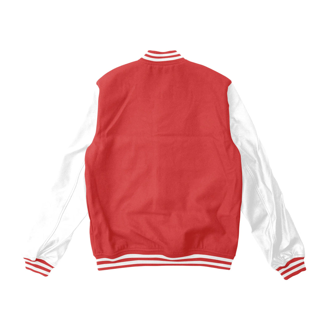 Red Wool/White Leather Varsity Jacket – College Style Outerwear